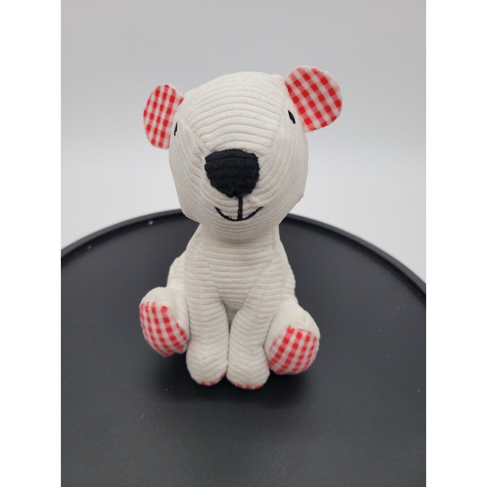 Make Believe Ideas 2021 White Polar Bear Ribbed Red Gingham Plaid 6" Stuffed Toy